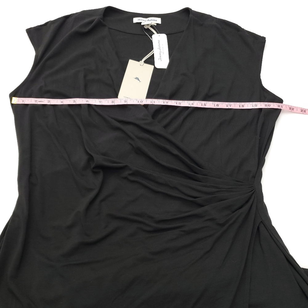 Tommy Bahama Tambour Side Gathered Stretch Black Dress Womens Size XL - Picture 4 of 11